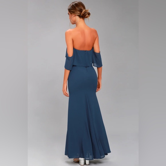 All My Heart Navy Blue Off-the-Shoulder Maxi Dress - Picture 2 of 2